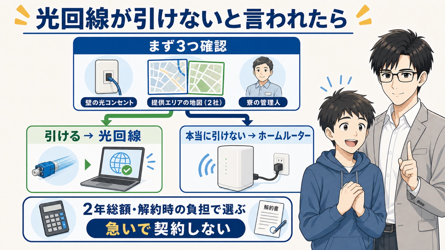 まとめ|光回線が引けないと言われても確認してから選ぶ